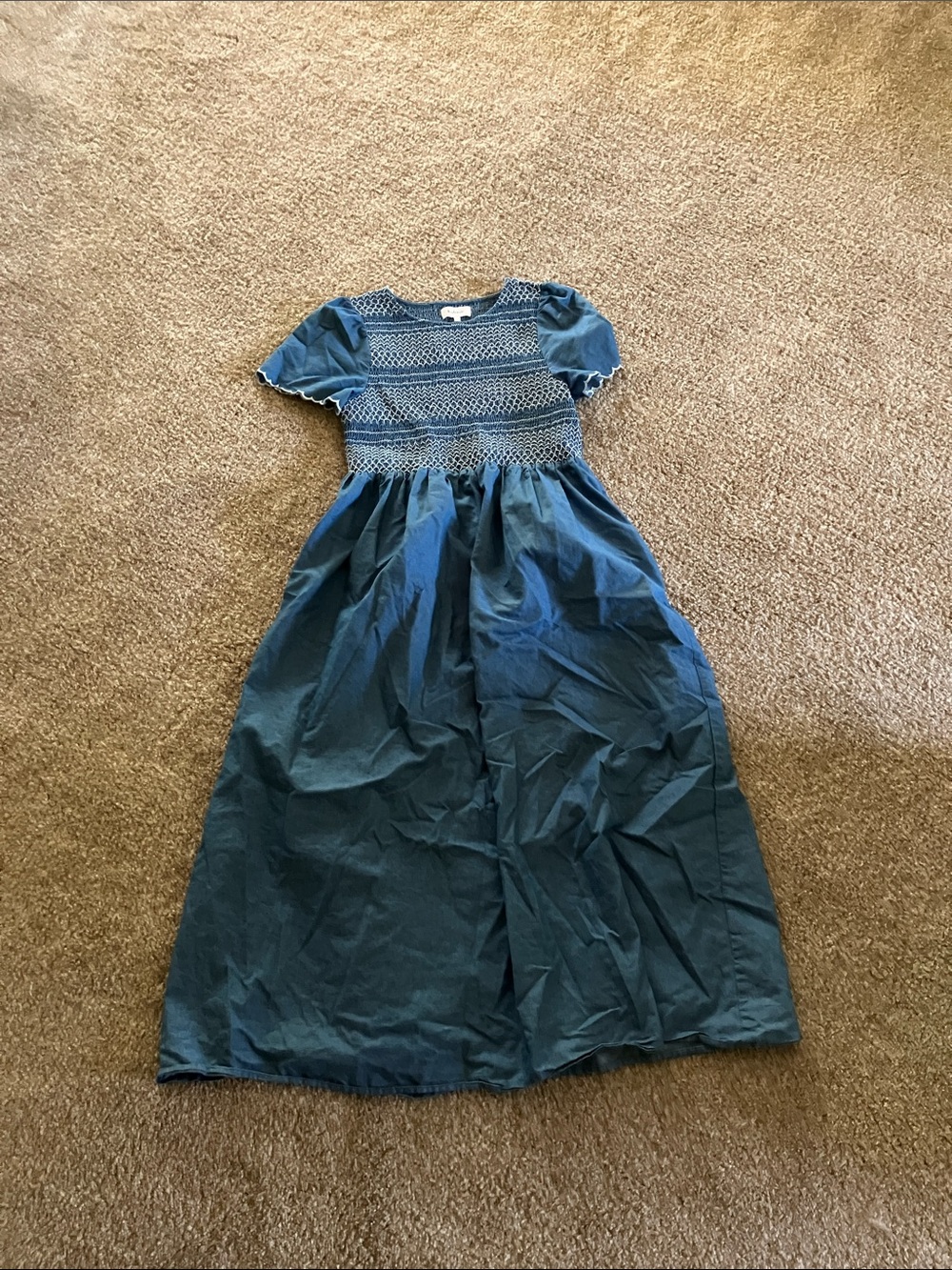 bohme Teal Maxi Dress with Smocked Bodice